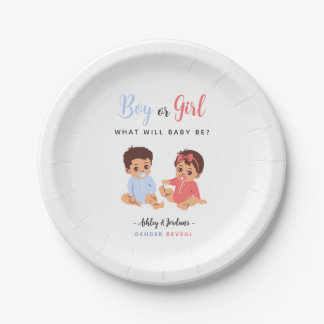 Blauw en Roze Jongen of Meisje Baby Geslacht Revea Papieren Bordje