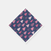 Blauw en roze kerstboompatroon servet (Hoek)