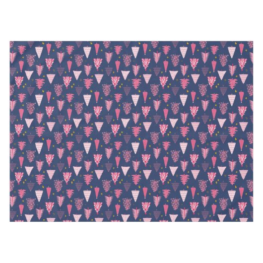 Blauw en roze kerstboompatroon tafelkleed (Voorkant (Horizontaal))