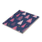 Blauw en roze kerstboompatroon tegeltje (Zijkant)