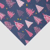 Blauw en roze kerstboompatroon tissuepapier (Detail)
