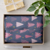 Blauw en roze kerstboompatroon tissuepapier (Geschenk)