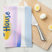 Blauw- en roze keukenhanddoek (Quarter Fold)