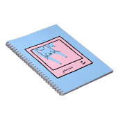 Blauw en roze kleuren van schattige kat notitieboek (Rechterzijde)