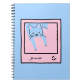 Blauw en roze kleuren van schattige kat notitieboek (Voorkant)