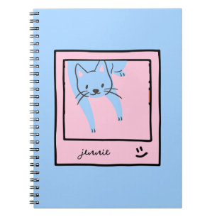 Blauw en roze kleuren van schattige kat notitieboek