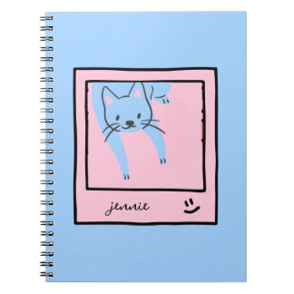 Blauw en roze kleuren van schattige kat notitieboek