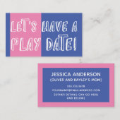 Blauw- en roze kleurenblok Afspeeldatum Contactkaartje (Voorkant / Achterkant)