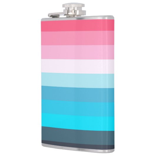 Blauw en Roze Kleurtinten Strepen Heupfles (Links)