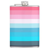 Blauw en Roze Kleurtinten Strepen Heupfles (Voorkant)