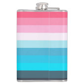 Blauw en Roze Kleurtinten Strepen Heupfles (Achterkant)