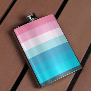 Blauw en Roze Kleurtinten Strepen Heupfles