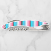 Blauw en Roze Kleurtinten Strepen Kurkentrekker (Achterkant)