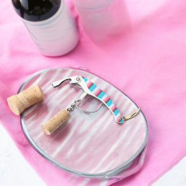 Blauw en Roze Kleurtinten Strepen Kurkentrekker