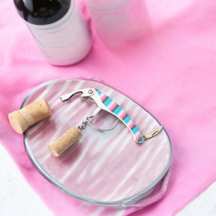 Blauw en Roze Kleurtinten Strepen Kurkentrekker