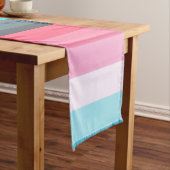 Blauw en Roze Kleurtinten Strepen Lange Tafelloper (Voorbeeld)