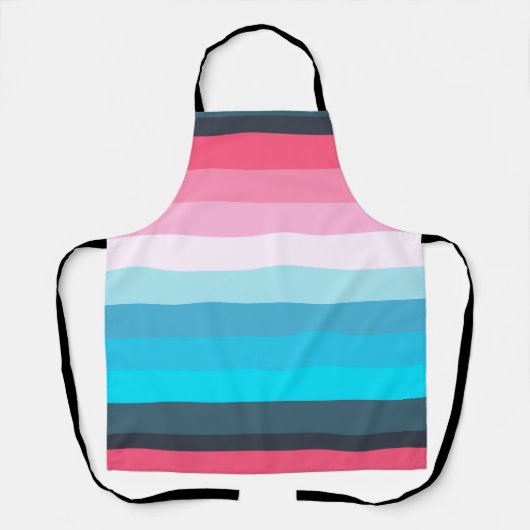 Blauw en Roze Kleurtinten Strepen Schort (Voorkant)