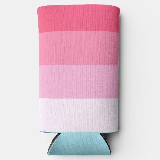 Blauw en Roze Kleurtinten Strepen Seltzer Blikjeskoeler (Voorkant)