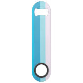 Blauw en Roze Kleurtinten Strepen Speed Flessenopener (Achterkant)