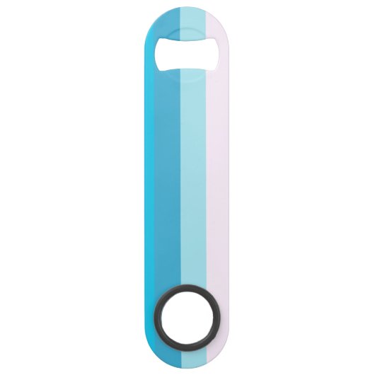 Blauw en Roze Kleurtinten Strepen Speed Flessenopener (Achterkant)