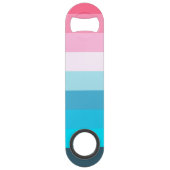 Blauw en Roze Kleurtinten Strepen Speed Flessenopener (Voorkant)