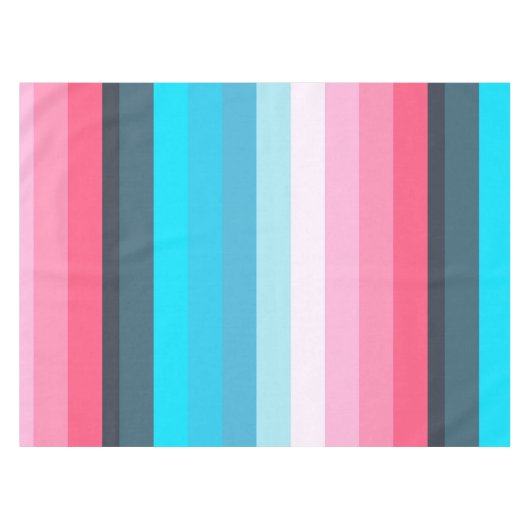 Blauw en Roze Kleurtinten Strepen Tafelkleed (Voorkant (Horizontaal))