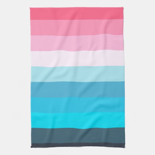 Blauw en Roze Kleurtinten Strepen Theedoek (Verticaal)