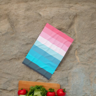 Blauw en Roze Kleurtinten Strepen Theedoek
