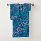 Blauw en roze koraalrif patroon bad handdoek (Insitu)