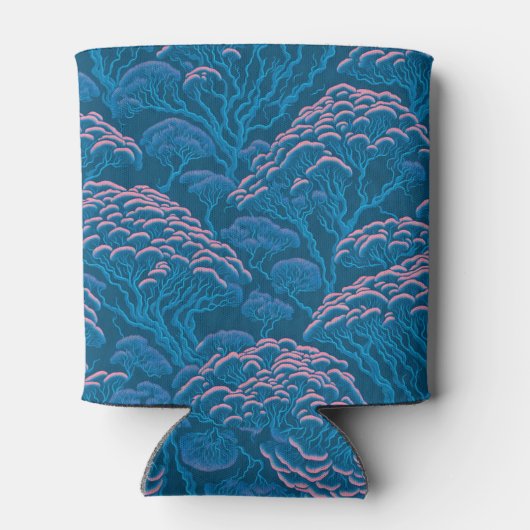 Blauw en roze koraalrif patroon blikjeskoeler (Achterkant)