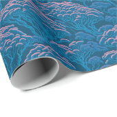 Blauw en roze koraalrif patroon cadeaupapier (Rol Hoek)