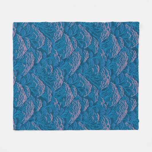 Blauw en roze koraalrif patroon fleece deken (Voorkant (Horizontaal))