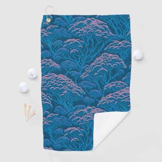 Blauw en roze koraalrif patroon golfhanddoek (Insitu)