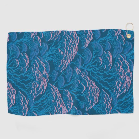 Blauw en roze koraalrif patroon golfhanddoek (Horizontaal)
