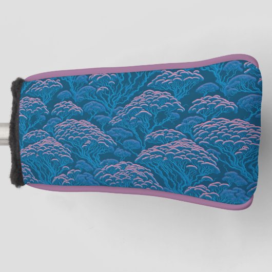 Blauw en roze koraalrif patroon golfheadcover (Voorkant)