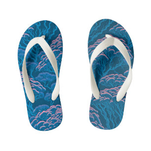 Blauw en roze koraalrif patroon kinder teenslippers