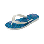 Blauw en roze koraalrif patroon kinder teenslippers (Schuin)
