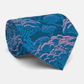 Blauw en roze koraalrif patroon stropdas (Opgerold)