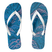 Blauw en roze koraalrif patroon teenslippers (Voetbed)