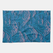 Blauw en roze koraalrif patroon theedoek (Horizontaal)