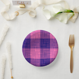 Blauw en roze kruisraster geruit ontwerp papieren kommen