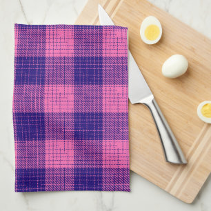 Blauw en roze kruisraster geruit ontwerp theedoek