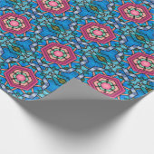 Blauw en roze kunstdeco-gekleurde  stijl van glas cadeaupapier (Hoek)