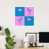 Blauw- en roze lamingos poster (Thuiskantoor)