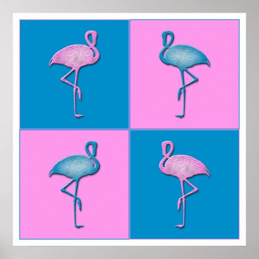 Blauw- en roze lamingos poster (Voorkant)