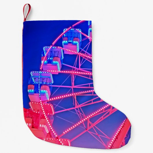 Blauw en roze licht kleine kerstsok (Voorkant)