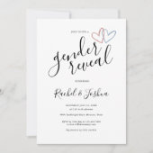 Blauw en Roze Liefdesharten Geslacht Reveal Feestj Kaart (Voorkant)