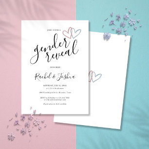 Blauw en Roze Liefdeshartjes Geslacht Reveal Feest Kaart