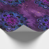 Blauw en roze Mandalas op Paarse melkweg Cadeaupapier (Hoek)