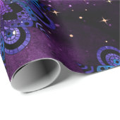 Blauw en roze Mandalas op Paarse melkweg Cadeaupapier (Rol Hoek)